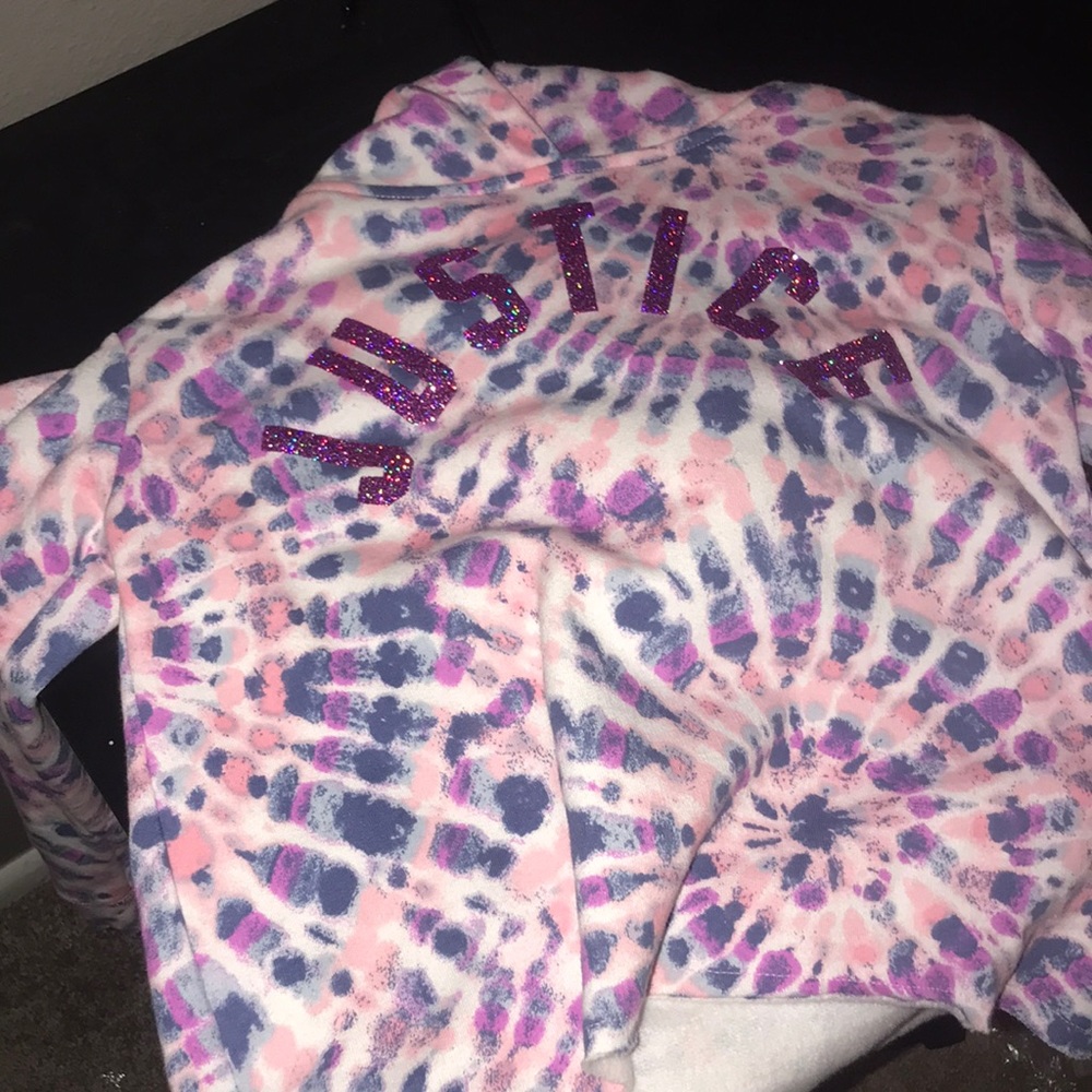 Cropped tye dye hoodie- sz 8 kids - brand justice